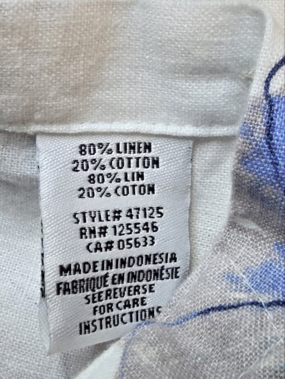 Sleeveless‎ White Floral Linen Blend Top - Blue Print Luxury Cottagecore - Picture 7 of 8
